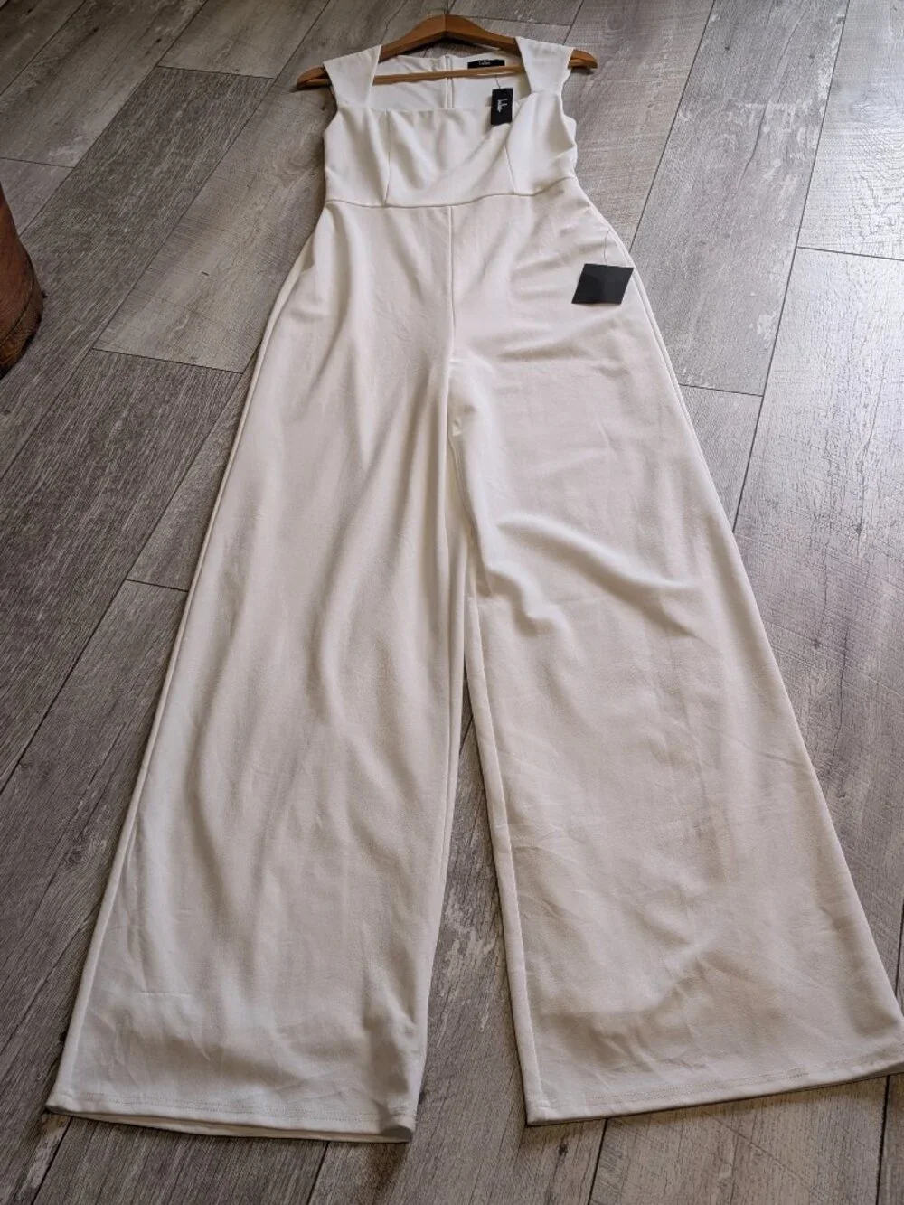 Lulus Enticing Endeavors Ivory Stretch Wide Leg Jumpsuit L Honeymoon Wedding NWT - Picture 7 of 12